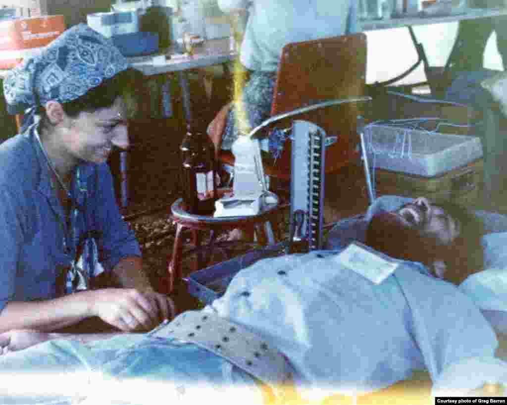 Greg Barron donated blood at one refugee camp in Thailand, in November, 1979.