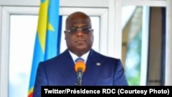 Président Félix Tshisekedi ya RDC mpe mokambi ya Union africaine na Kinshasa, 19 avril 2021. (Twitter/Présidence RDC)