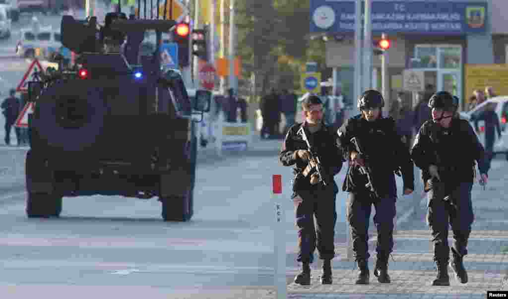 A general view of the entrance of the headquarters of Turkey&#39;s aviation company TUSAS, where four people were killed and 14 others wounded in an attack, near Kahramankazan, a town of Turkish capital Ankara.