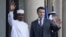FILE - French President Emmanuel Macron, right, welcomes Chadian President Mahamat Idriss Deby prior to a meeting at the Elysee palace in Paris on Feb. 6, 2023. Deby said that remarks made by Macron on Jan. 6, 2025, dishonored and disrespected Africa. 