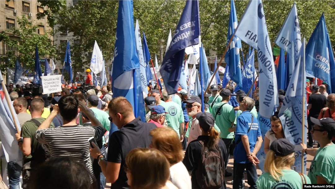 Protest radnika na Trgu Nikole Pašića na Međunarodni praznik rada, 1. maj 2018.