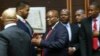 Former South African President Jacob Zuma, center, is seen in the High Court in Pietermaritzburg, South Africa, Oct. 11, 2019.