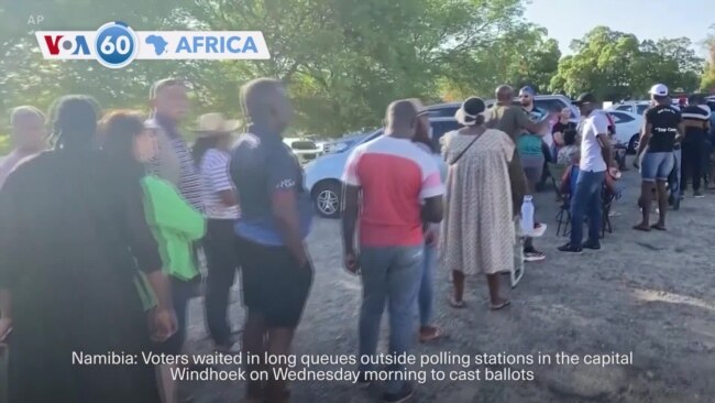 VOA60 Africa - Voters line up in Namibia in presidential and parliamentary elections