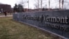 Signage is seen for the University of Vermont, in Burlington, Vermont.