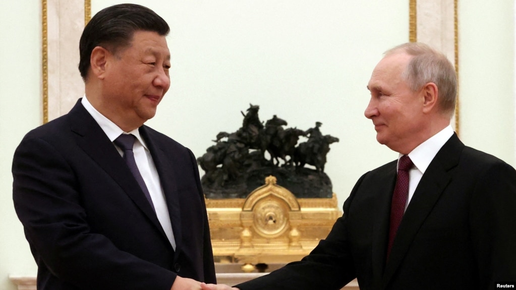 中国领导人习近平与俄罗斯总统普京2023年3月20日于莫斯科会面(photo:VOA)