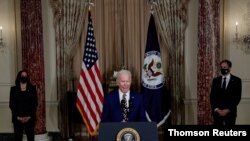 조 바이든 대통령이 지난 4일 워싱턴 국무부 청사에서 미국의 대외 정책에 대해 연설했다.