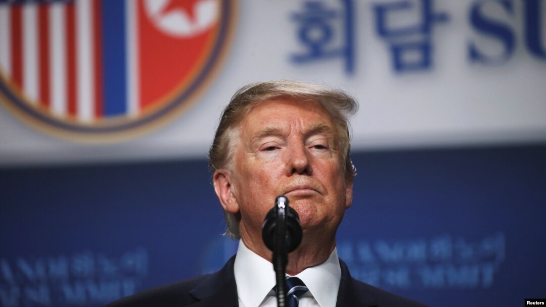 U.S. President Donald Trump holds a news conference after his summit with North Korean leader Kim Jong Un at the JW Marriott hotel in Hanoi, Vietnam, Feb. 28, 2019.
