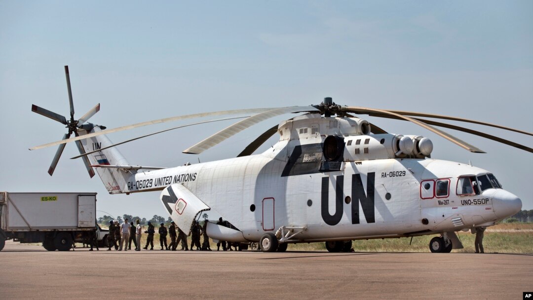 Helikopter PBB di bandara Malakal, Sudan Selatan (foto: dok).