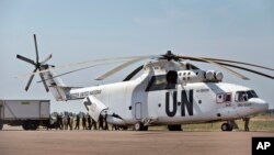 Helikopter PBB di bandara Malakal, Sudan Selatan (foto: dok).