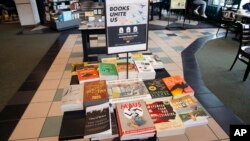 FILE - A display of commonly banned books sits in a Barnes & Noble book store in Pittsford, New York, on Sept. 25, 2022. 