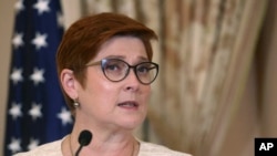 Menteri Luar Negeri Marise Payne.di Washington, D.C., 13 Mei 2021. (Leah Millis/Pool via AP)