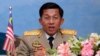 Burma's commander-in-chief Senior General Min Aung Hlaing talks to journalists during a press conference of the 11th ASEAN Chief of Defense Forces Informal Meeting in Naypyitaw, Burma (Myanmar), March 5, 2014. 