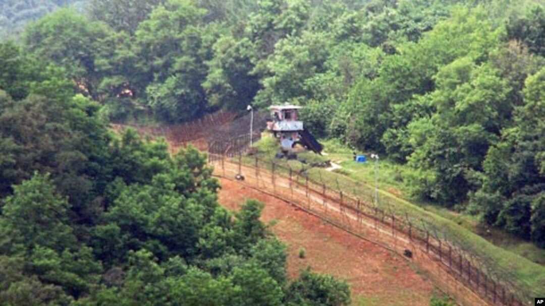 An aerial view of the Demilitarized Zone