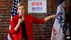 2020 Democratic presidential candidate Sen. Elizabeth Warren speaks to local residents during an organizing event, March 1, 2019, in Dubuque, Iowa.