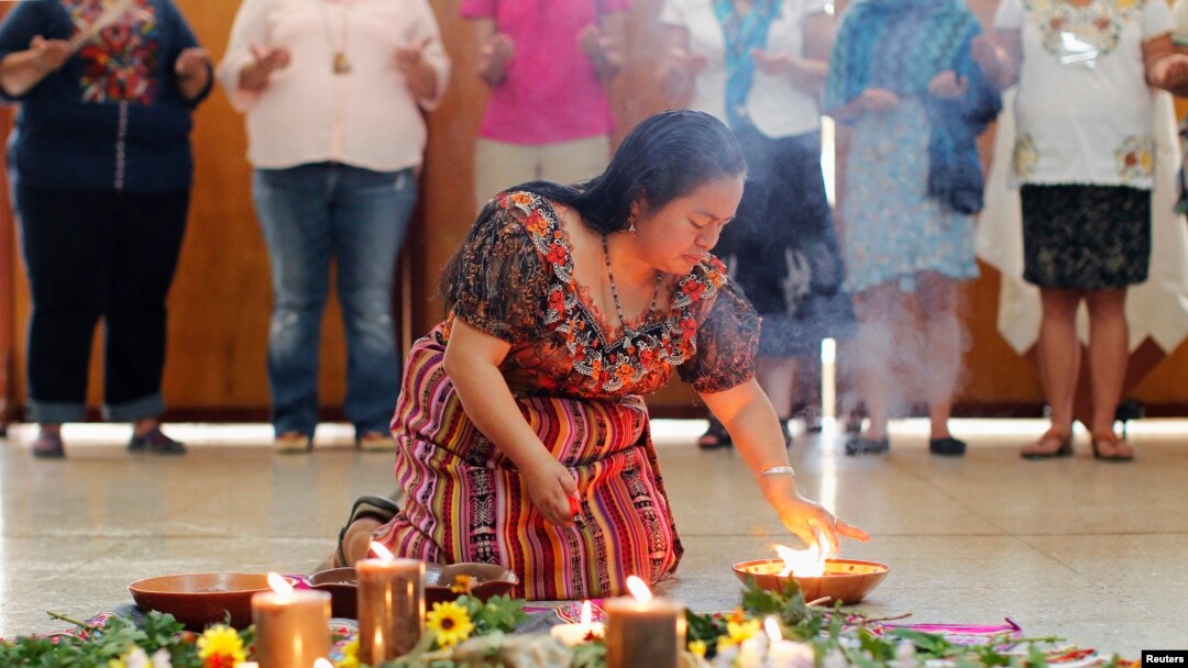 A woman performs a ritual celebration before a meeting in Lima of delegations of indigenous women from over 20 countries of North, Central and South America, March 3, 2015, ahead of the yearly session of the U.N. Commission on the Status of Women in New York. A number of advocates hoping to participate in the 2017 U.N. meetings have reportedly been denied visas. 