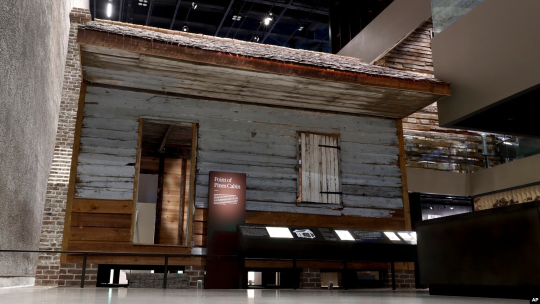 The front of a slave cabin from Edisto Island, S.C. on display at the National Museum of African American History in Washington, April 11, 2017.