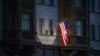 A national flag flown outside the U.S. Embassy on Novinsky Boulevard in central Moscow, June 16, 2021. (Valery Sharifulin/TASS)