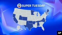 This map shows the states holding 2020 primaries on Super Tuesday