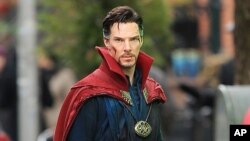 Benedict Cumberbatch on the set of "Doctor Strange" in New York City.