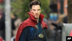 Benedict Cumberbatch on the set of "Doctor Strange" in New York City.