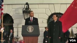 El presidente Barack Obama dio la bienvenida a la Casa Blanca al presidente chino, Hu Jintao.