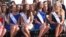 In this Aug. 30, 2017 photo, Miss America contestants sit during a welcoming ceremony in Atlantic City, N.J. 