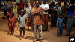 Réfugiés à Kaga-Bandoro en Centrafrique le 16 février 2016.