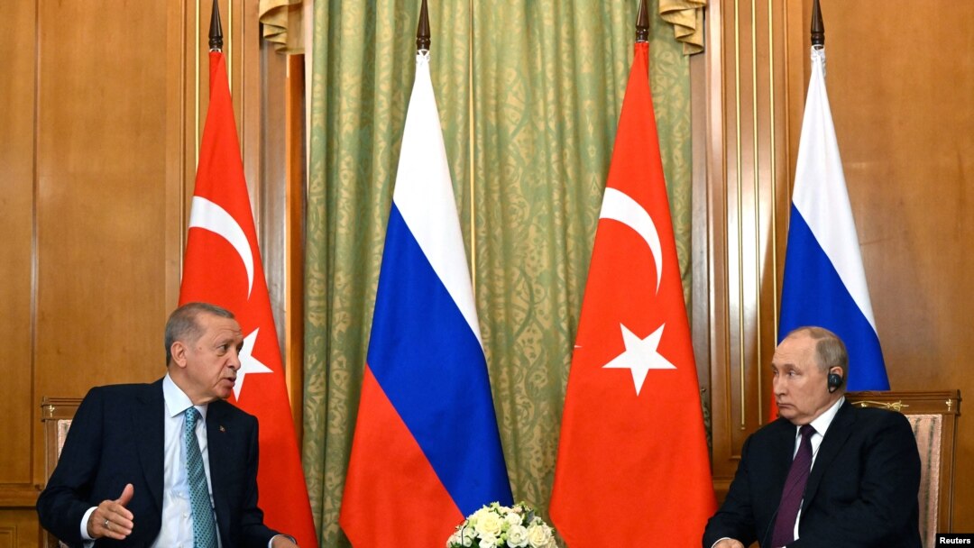 Russian President Vladimir Putin attends a meeting with Turkish President Tayyip Erdogan in Sochi, Russia, September 4, 2023.