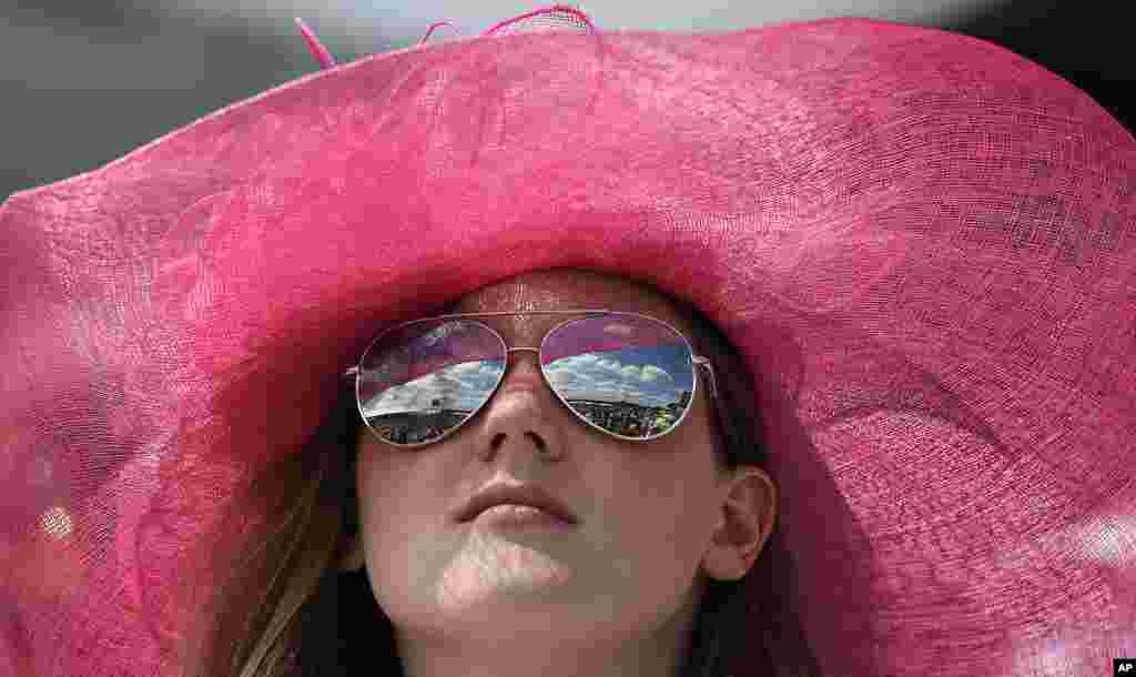Ali Shepard watches the infield before the 139th Preakness Stakes horse race at Pimlico Race Course, Maryland, May 17, 2014. 