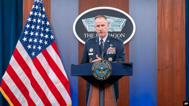 FILE - Pentagon press secretary Maj. Gen. Pat Ryder speaks during a press briefing at the Pentagon in Washington, Dec. 3, 2024.