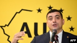 George Simion, leader of Romania's far-right AUR party, addresses a press conference held for the foreign media at the party's headquarters in Bucharest, Romania, on Dec. 3, 2024.