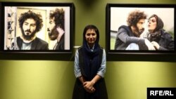 Iranian photojournalist Nooshin Jafari, winner of an Iranian national award for film photography, appears in this undated photo shared on Twitter.