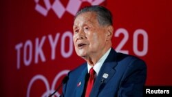 President of the Tokyo 2020 Organising Committee, Yoshiro Mori delivers a speech during a ceremony celebrating one year out from the start of the summer games in front of Tokyo Station in Tokyo, Japan July 24, 2019. REUTERS/Issei Kato