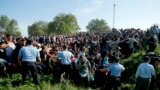 Police direct migrants during a stampede to board a bus in Tovarnik, Croatia, Sept. 17, 2015. Croatia said it could not take in any more migrants, amid chaotic scenes of riot police trying to control thousands who have streamed into the European Union country from Serbia.