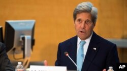 Secretary of State John Kerry speaks during a Global Connect Initiative event, April 14, 2016, at the World Bank in Washington.