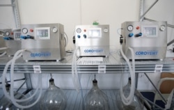 "Corovent" lung ventilators, manufactured in Trebic, Czech Republic, are being tested, June 17, 2020.