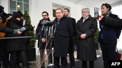 Venezuelan opposition leader Edmundo Gonzalez Urrutia speaks after meeting with U.S.President Joe Biden, outside of the West Wing of the White House on Jan. 6, 2025, in Washington, DC.