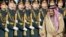 Saudi King Salman reviews an honor guard upon arrival in Moscow's Government Vnukovo airport, Russia, Oct. 4, 2017. The king's visit was the first trip to Russia by a sitting Saudi monarch. 