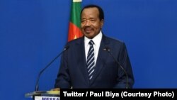 Le président camerounais Paul Biya prononce un discours à l'occasion de la fête de la Jeunesse, Yaoundé, Cameroun, 10 février 2018. (Twitter/Paul Biya)