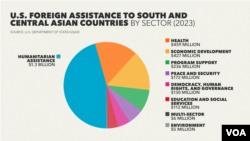 U.S. foreign assistance to South and Central Asia, by sector.