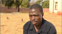 Loveday Munesi, pictured in Harare, Aug. 1, 2019, has been unable to work or walk comfortably since in bullet lodged in his right buttock last year when the army attacked protesters. (Columbus Mavhunga/VOA)