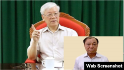 Tổng Bí thư Nguyễn Phú Trọng và ông Lê Tấn Hùng. Photo chụp từ Thanh Niên