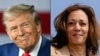 Esta combinación de imágenes muestra al expresidente y candidato presidencial republicano Donald Trump en Harrisburg, Pensilvania, el 4 de septiembre de 2024 y a la vicepresidente y candidata presidencial demócrata Kamala Harris en Maryland el 4 de septiembre de 2024.