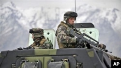 French soldiers patrol in the mountains of the valley of Kapica, Afghanistan (File)