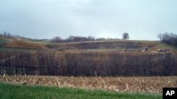 Land being excavated to hold waste water from a fracturing operation in Pennsylvania.