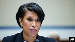 FILE - Washington Mayor Muriel Bowser testifies before a House Oversight and Reform Committee hearing on a District of Columbia statehood bill, March 22, 2021, on Capitol Hill in Washington.