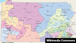 Map: Pennsylvania's current congressional districts