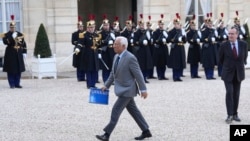 European Council President Antonio Costa, center, arrives for an informal meeting of leaders from key EU nations and the United Kingdom at the Elysee Palace in Paris, Feb. 17, 2025. EU countries will hold an emergency summit on March 6 on Ukraine and Europe's security.