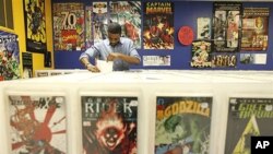 코믹 만화를 전문으로 판매하는 상점.