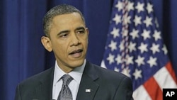 President Barack Obama speaks during a news conference on the White House complex in Washington, February 15, 2011